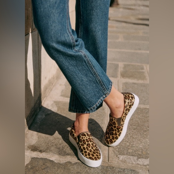 Sézane Theo Slip On Sneakers in Leopard Pony Cowhide Leather | US 8 - Picture 7 of 8